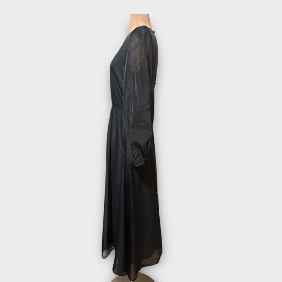 NWT Reformation Meesha Dress 6 Black Sheer Open Back NEW $378 Midi - Picture 8 of 14